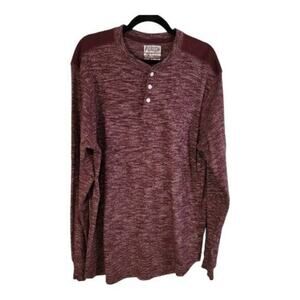 Parish Nation Henley Shirt Pullover Men's 2XL Long Sleeves Streetwear Burgundy